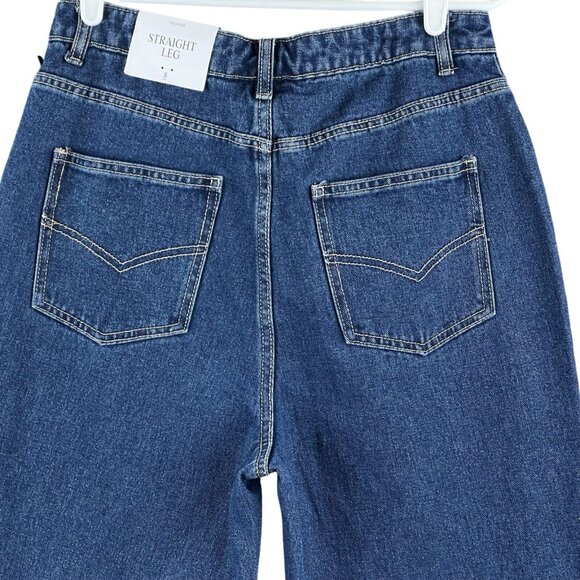 NWT Future Collective Reese Blutstein Women Blue Jeans Size 8 Straight High Rise - Picture 4 of 15